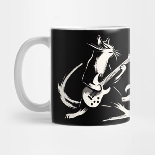 Electric Guitar Cat Rock Music Japanese Vintage Funny Cat Mug